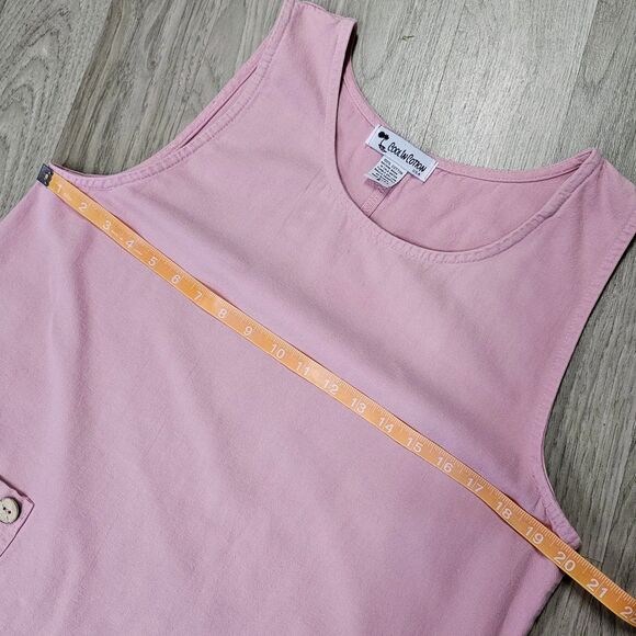 Vintage 90's Pink Cotton Jumper Dress Gardencore Cottagecore M-L Shift Lagenlook - Picture 3 of 6